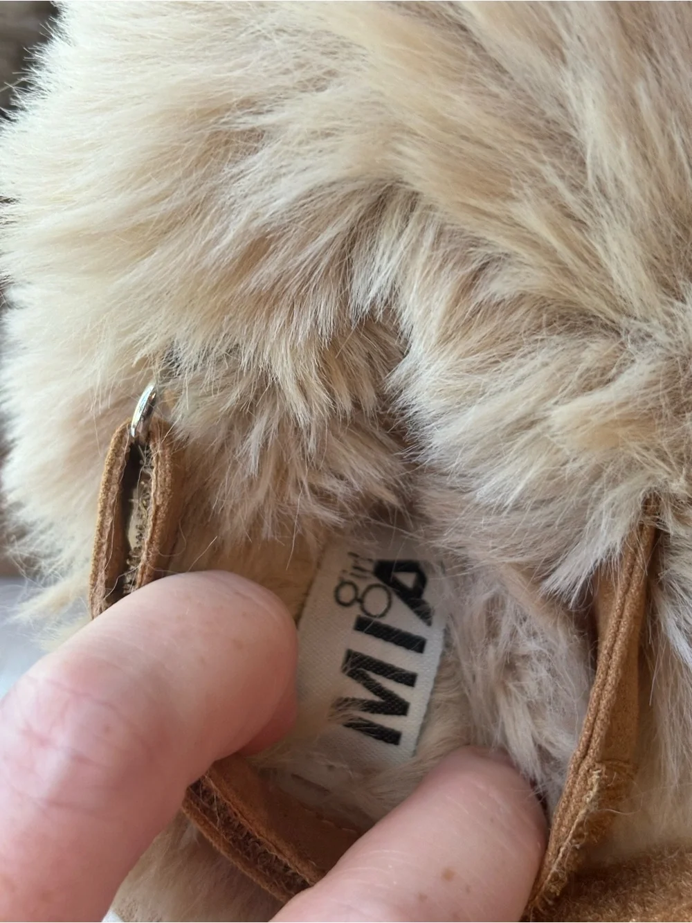 MIA Girls Tan Faux-Fur Lined Slip-On Slippers